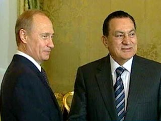 Президент Владимир Путин на встрече с президентом Египта Хосни Мубараком