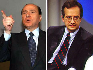 Избирателям предстоит сделать выбор между двумя кандидатами, сражающимися за пост итальянского лидера - Сильвио Берлускони(Л) и Вальтером Велтрони(П)