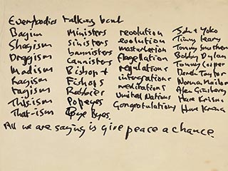 Рукописный текст песни "Give Peace a Chance" Джонна Леннона выставлен на аукцион 