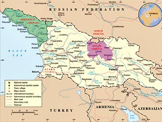 Абхазию и Южную Осетию на картах в РФ выкрасят в "негрузинские" цвета