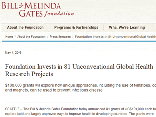 Фонд Билла и Мелинды Гейтс присудил 81 проекту гранты по 100 тысяч долларов с целью поддержки инновационных исследований в медицине