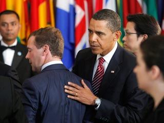 Президент РФ Дмитрий Медведев и президент США Барак Обама, 23 сентября 2009 года