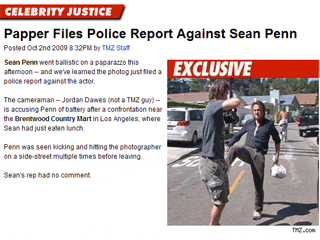 Американского актера Шона Пенна обвинили в избиении папарацци