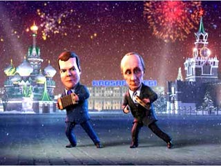 На российском государственном телевидении после долгого перерыва вновь появились шаржи на Путина, комментирует The New York Times новогодний выпуск передачи "Мульт личности"