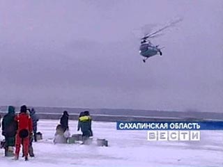 На Сахалине со льдины сняты пять рыбаков, которых уносило в открытое море