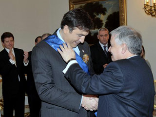 Михаил Саакашвили и Лех Качинский. Март 2008 года