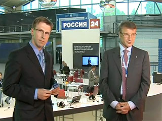Греф в прямом эфире оценил оборудование канала Россия 24