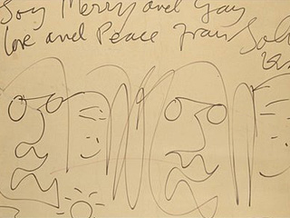 Карикатура Джона Леннона и Йоко Оно на самих себя, нарисованная в 1969 году во время их недельной "акции в постели" в защиту мира в отеле в Queen Elizabeth в Монреале, продана с аукциона Christie's