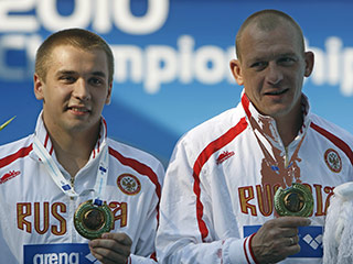 Российские прыгуны в воду Дмитрий Саутин и Юрий Кунаков завоевали бронзовые медали чемпионата Европы в синхронных прыжках с 3-метрового трамплина
