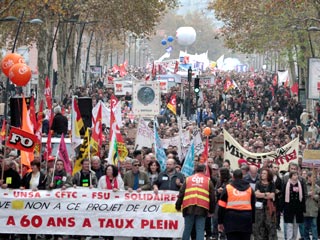 Демонстрация противников пенсионной реформы во Франции, Тулуза, 6 ноября 2010 года