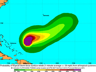 "Томас", ослабший накануне до тропического шторма, в воскресенье вновь стал ураганом, сообщает Национальный центр прогнозирования ураганов США