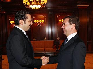 Президент России Дмитрий Медведев во вторник принял в своей загородной резиденции премьер-министра Ливана Саада Харири