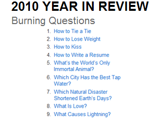 Топ-вопросы 2010 года от Yahoo