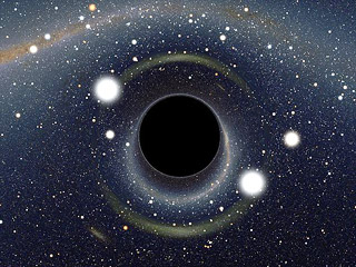 Ученые из Института астрофизики в Париже при помощи компьютерной графики изобразили, что представляла бы собой видимая Вселенная, если бы наблюдатель находился непосредственно перед так называемой черной дырой