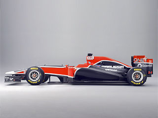 Российская команда в "Формуле-1" "Marussia Virgin Racing" представила в понедельник телестудии BBC в Лондоне свой новый болид