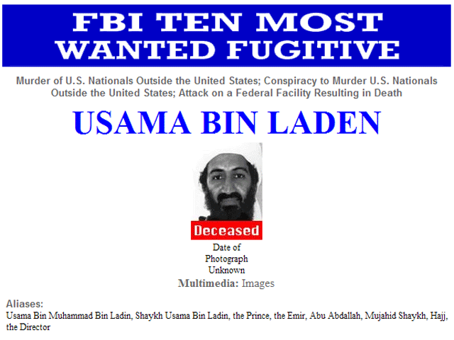 Вознаграждения, обещанного за уничтожение "террориста номер один" Усамы бен Ладена, не получит никто