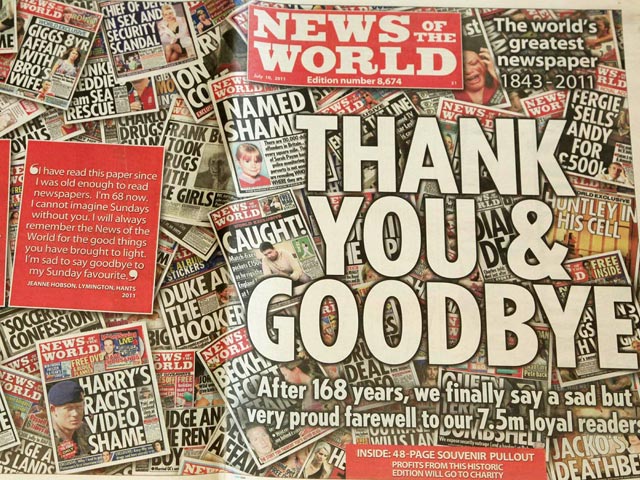 Последний номер британской газеты News of the World, закрытой в результате череды скандалов, разошелся рекордным тиражом в 4,5 млн экземпляров