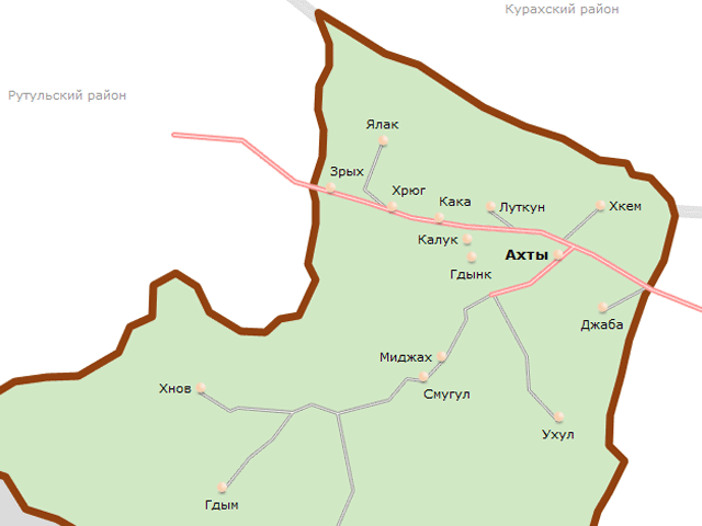 Карта Ахтынского района Дагестана
