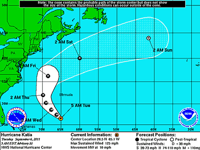Бушующий в Атлантике ураган "Катя" усилился до 4 категории по пятибалльной шкале Саффира-Симпсона