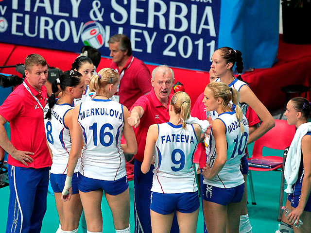 Волейболистки сборной России выиграли со счетом 3:1 у команды Испании во втором туре предварительного этапа чемпионата Европы, который проходит в Италии и Сербии