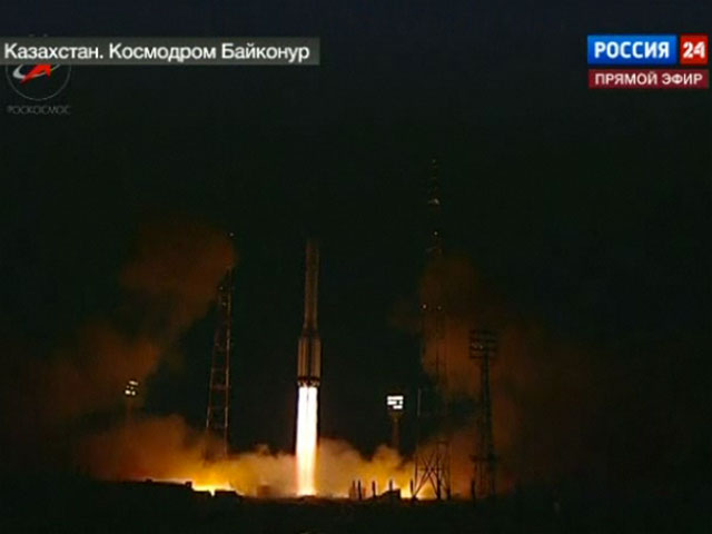 Ракета-носитель "Протон-М", стартовавшая с космодрома Байконур в пятницу, успешно вывела тройку спутников "Глонасс-М" и разгонный блок "Бриз-М" на околоземную орбиту