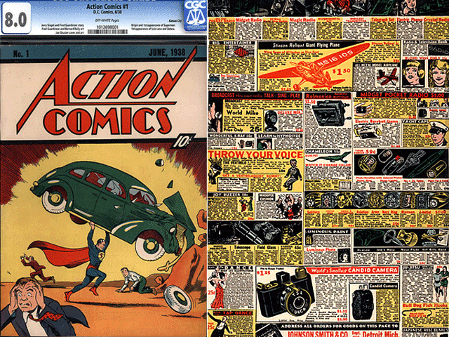 Десятицентовая брошюра комиксов Action Comics от 1938 года, где впервые появился персонаж по имени Супермен, ставший затем культовым героем Америки, продана на интернет-аукционе ComicConnect.com за 2,16 млн долларов