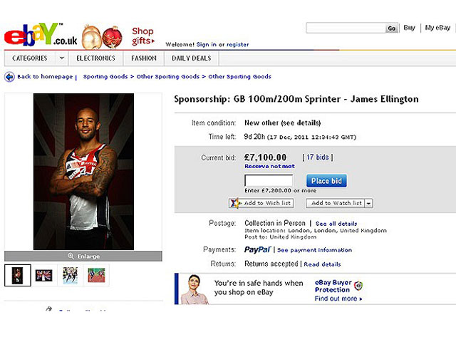 Один из ведущих британских спринтеров продает себя на аукционе eBay
