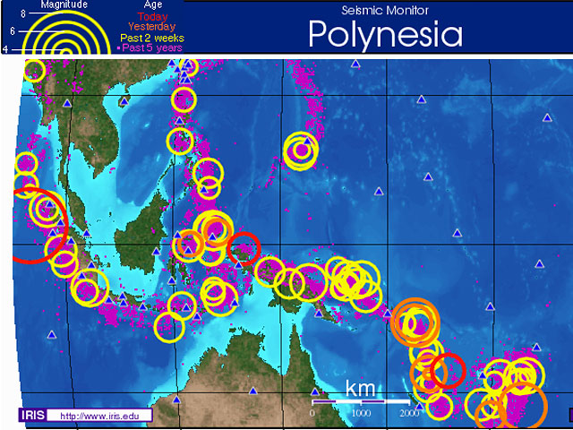 Мощное землетрясение магнитудой 7,3 произошло в ночь на среду у берегов Индонезии