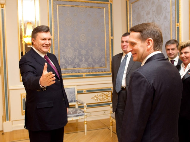 Cпикер Госдумы РФ Сергей Нарышкин на встрече с президентом Укранины Виктором Януковичем