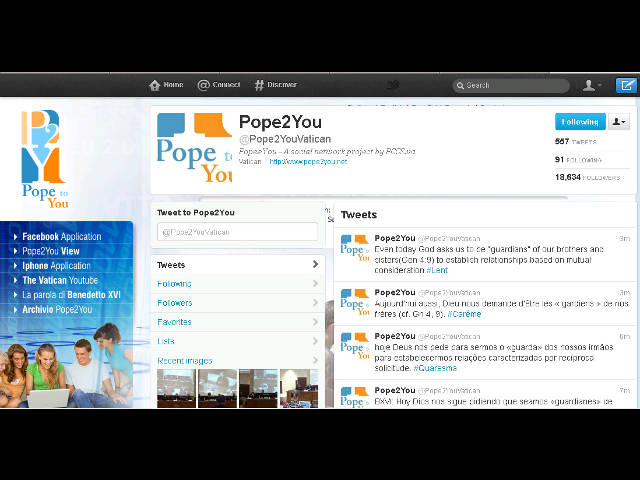 Twitter Папы Римского читают более 16 тысяч подписчиков