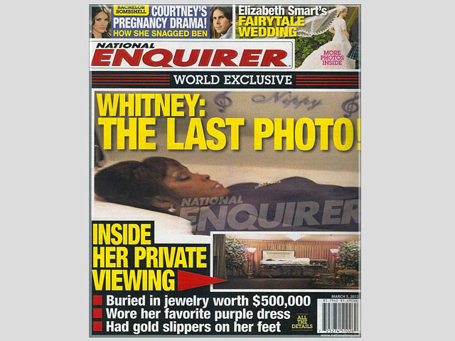 Скандальные фотографии покойной Уитни Хьюстон в гробу, опубликованные на этой неделе американским таблоидом National Enquirer, не были сделаны сотрудниками похоронного бюро в Нью-Джерси