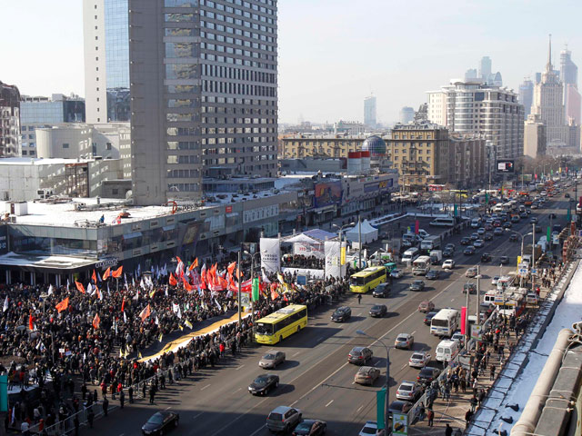 Митинг "За честные выборы" на Новом Арбате в Москве, 10 марта 2012 года
