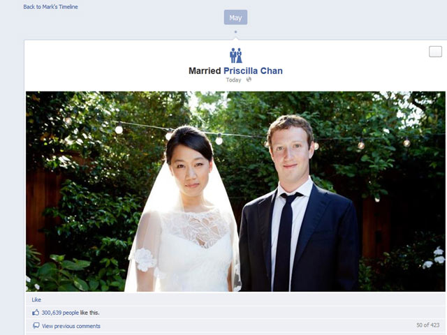 Свадьба Цукерберга и Чан состоялась 19 мая и, как и медовый месяц, не отличалась изысками