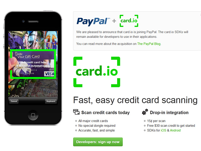 Компания eBay, владеющая одноименным онлайн-аукционом и платежной системой PayPal, купила разработчика технологии сканирования банковских карт Card.io