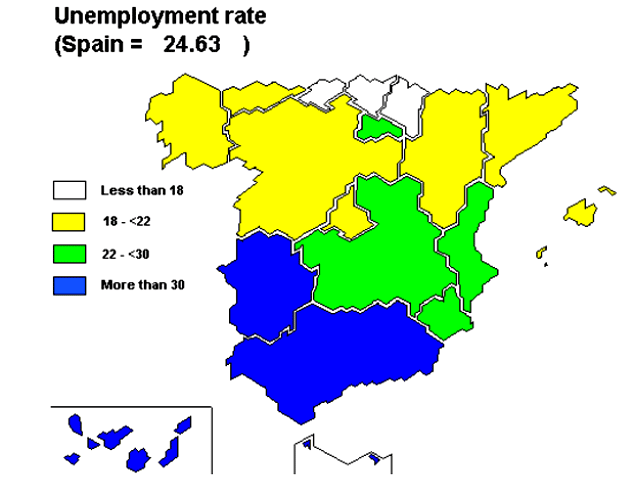 Уровень безработицы в Испании во II квартале нынешнего года вырос на 0,2% по сравнению с предыдущим кварталом и составил 24,6%, достигнув рекордного уровня с момента возвращения страны к демократии в 1976 году