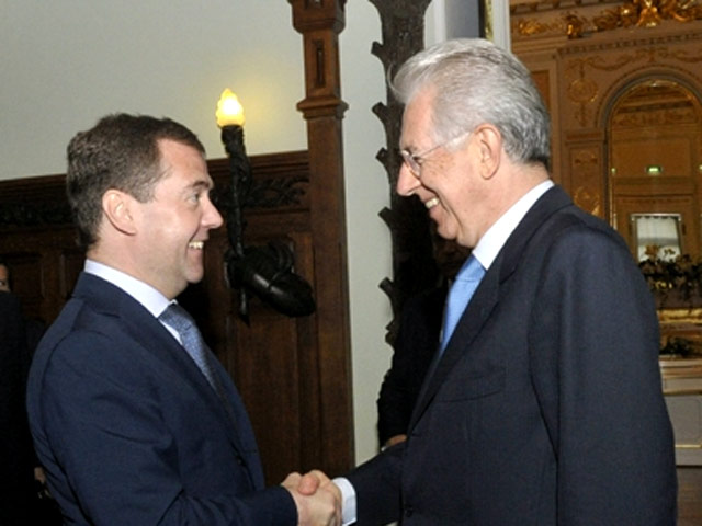 Встреча премьер-министра России Дмитрия Медведева и премьера Италии Марио Монти, 23 июля 2012 года