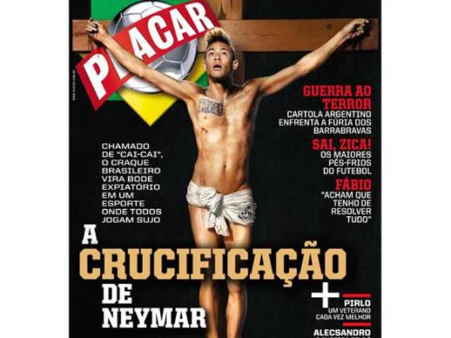 Бразильский журнал Placar поместил на свою обложку футболиста Неймара в виде распятого Иисуса