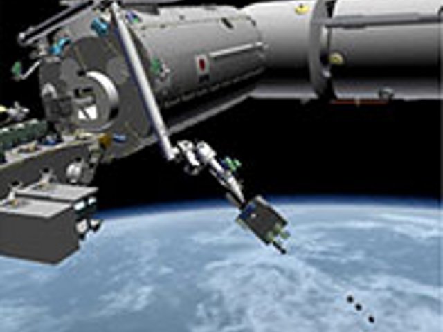Японское аэрокосмическое агентство JAXA впервые вывело на орбиту серию микроспутников с помощью механической руки-манипулятора, действующей на МКС