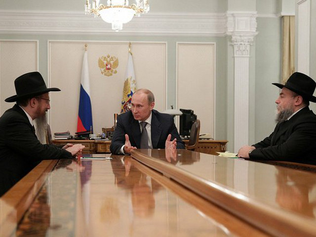 Владимир Путин встретился с главным раввином России Берлом Лазаром и президентом Федерации еврейских общин Александром Бородой