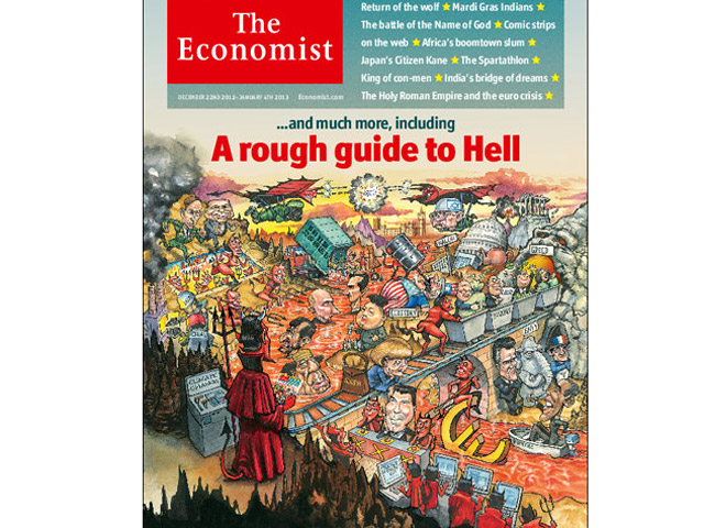 На обложку нового выпуска The Economist поместил карикатуру на воображаемых обителей царства сатаны