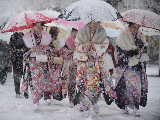 Мощный снегопад в японской столице