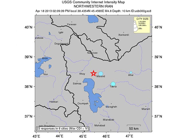 На северо-западе Ирана произошло землетрясение магнитудой 5,2
