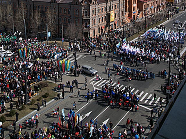 Наибольшее число участников Первомайской демонстрации отмечено в Хабаровске