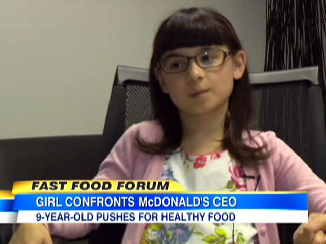 В США девятилетняя Ханна Робертсон строго отчитала руководителя известной на весь мир сети ресторанов быстрого питания McDonald's