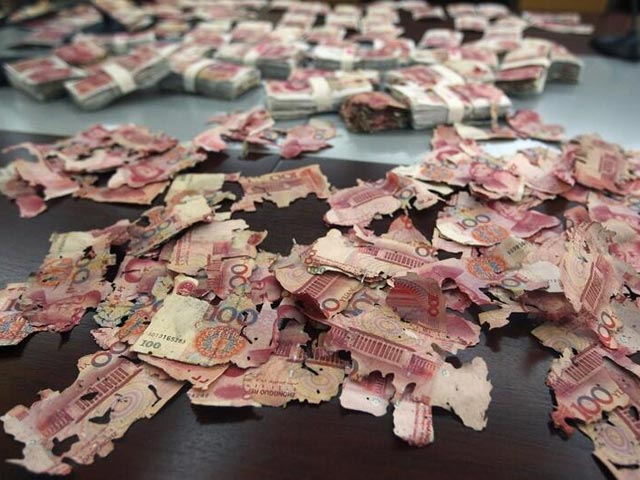 Жительница китайской провинции Гуандун принесла в один из банков 100-юаневые банкноты на сумму 400 тыс. юаней (около 65 тыс. долларов), которые она хранила дома. Они оказались все изъедены муравьями, сообщает Reuters