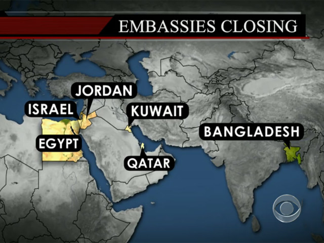В воскресенье ряд посольств и консульств США по всему миру, в основном, на Ближнем Востоке, будет закрыт в связи с "неопределенной угрозой" безопасности их сотрудникам