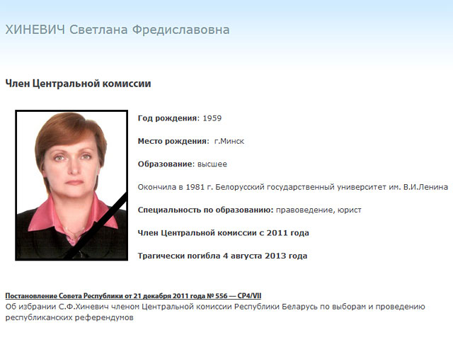 В белорусской столице совершено убийство сотрудницы Центральной избирательной комиссии Светланы Хиневич