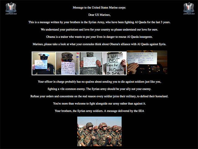 Хакеры "Сирийской электронной армии", поддерживающие президента Сирии Башара Асада, взломали интернет-сайт Корпуса морской пехоты США marines.com