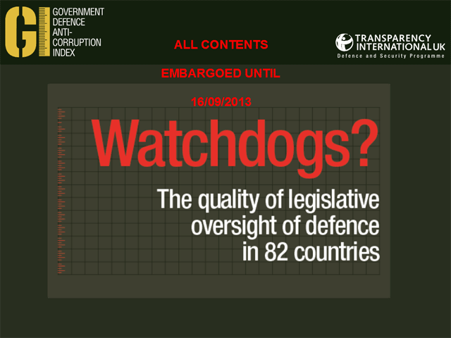 В рамках программы обороны и безопасности (TI-DSP) Transparency International провели исследование качества парламентского надзора за военными бюджетами в 82 странах мира