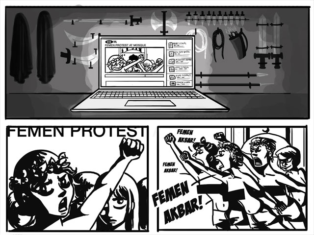 Кахира против FEMEN. Автор: Дина Мохамед